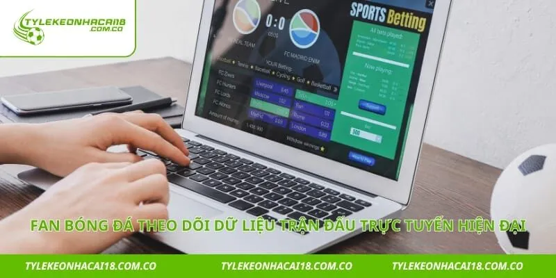 Fan bóng đá theo dõi dữ liệu trận đấu trực tuyến hiện đại
